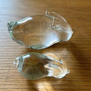 Vintage Clear Hand blown art glass rabbits